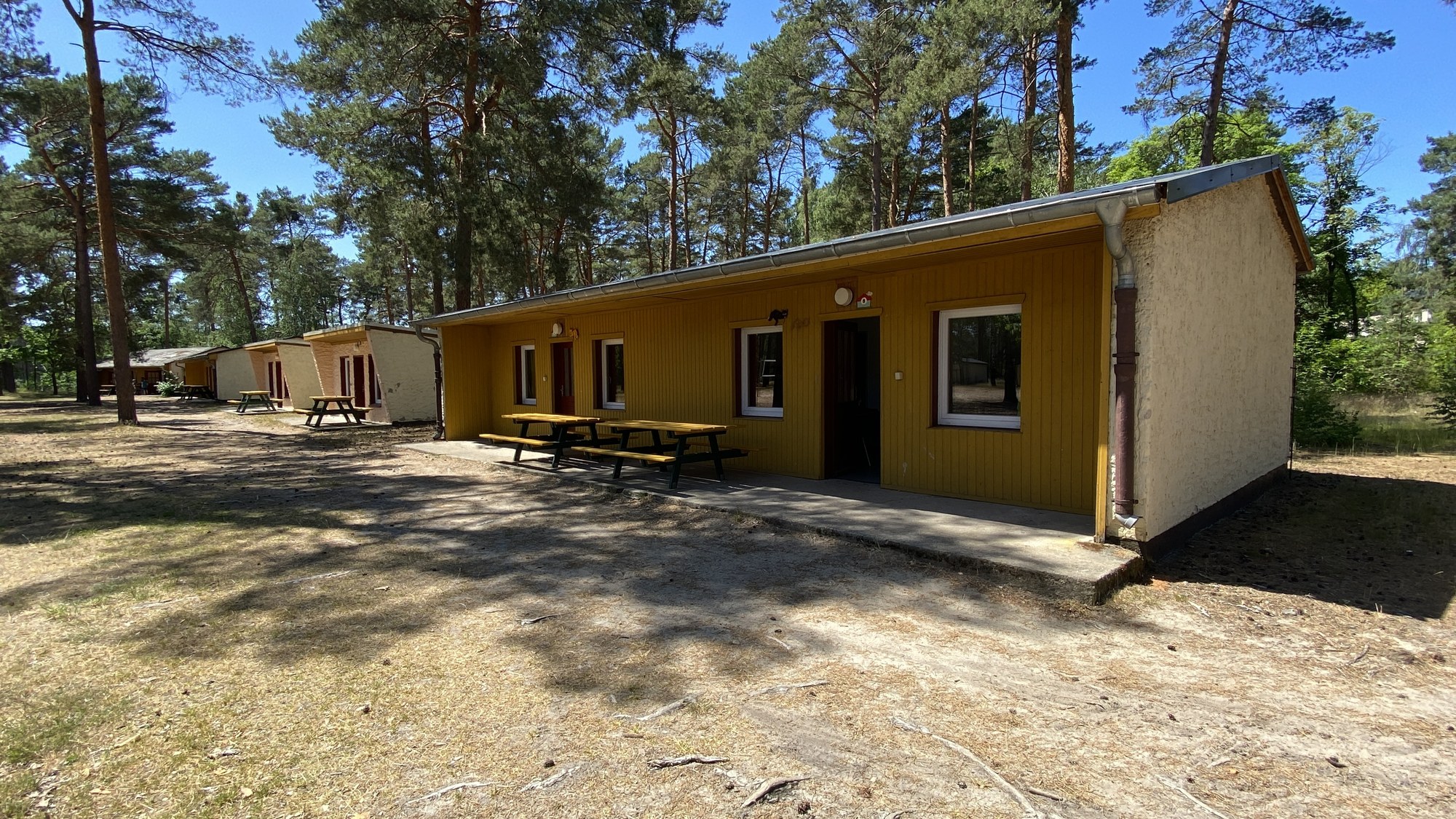Bungalows mit Sitzpl&auml;tzen auf dem Waldgel&auml;nde